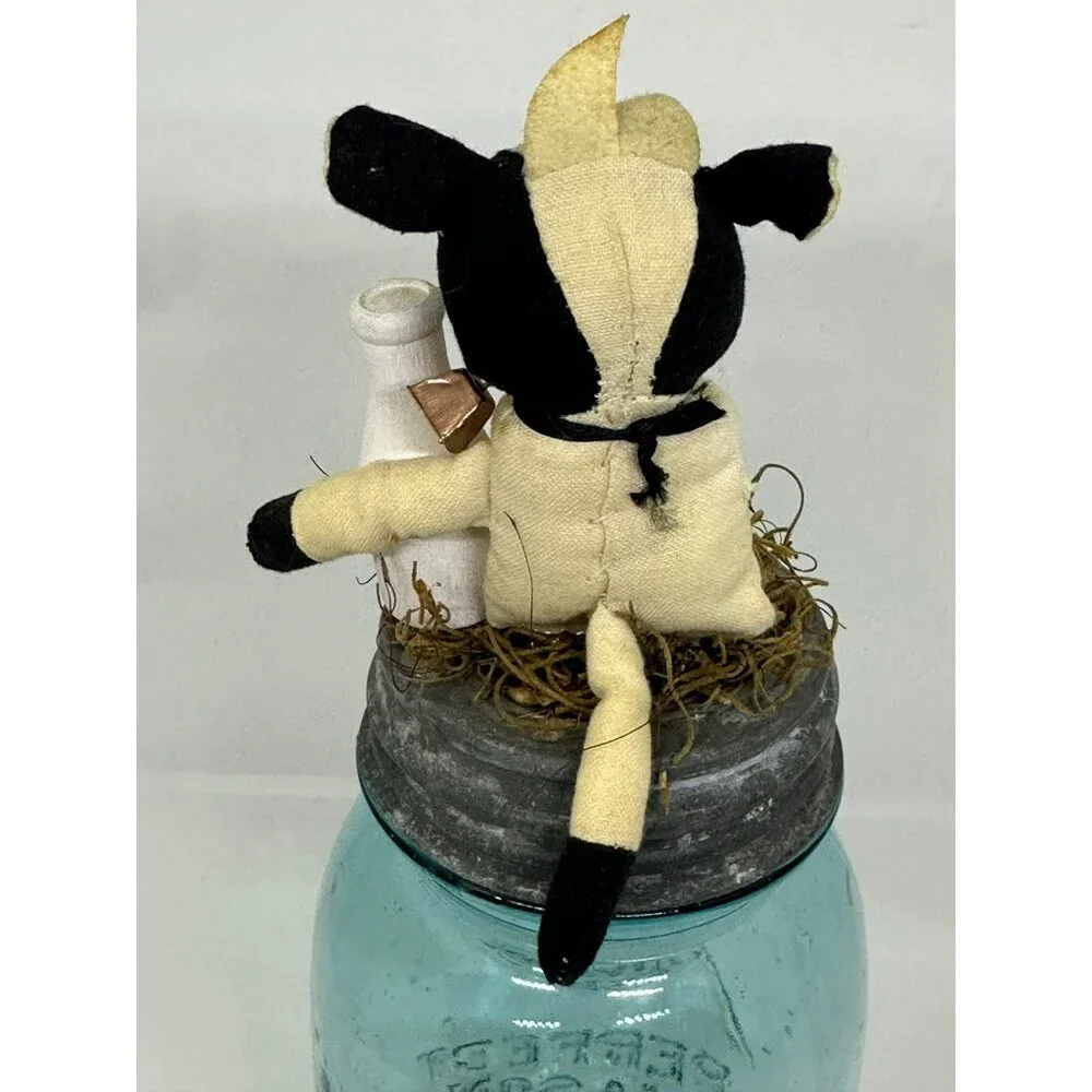 VTG  Ball Perfect‎ Mason Jar Cow & Milk Bottle Topper – Farmhouse Kitchen Décor